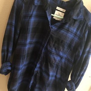 Blue Plaid Flannel Shirt